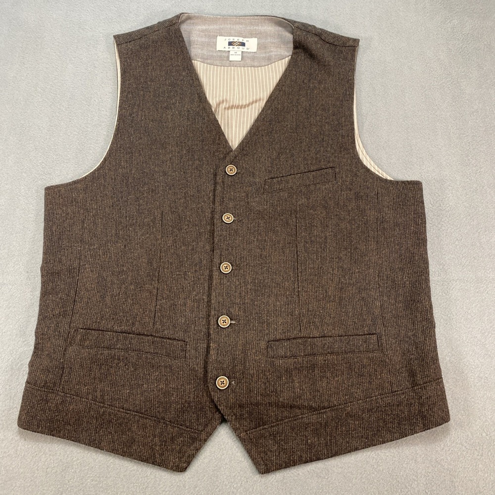 Joseph Abboud Mens Wool Blend Vest Brown Medium